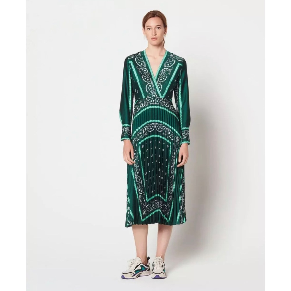 πSOLDπSandro Cactus Bandana Scarf Print Dress - Picture 2 of 8